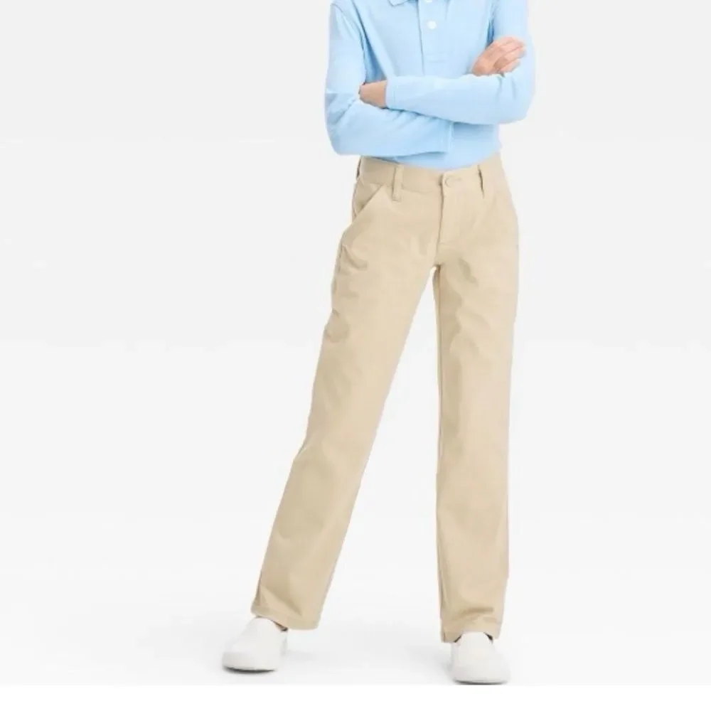 Cat & Jack Girls Khaki School Uniform Straight Leg Pants 12 Plus